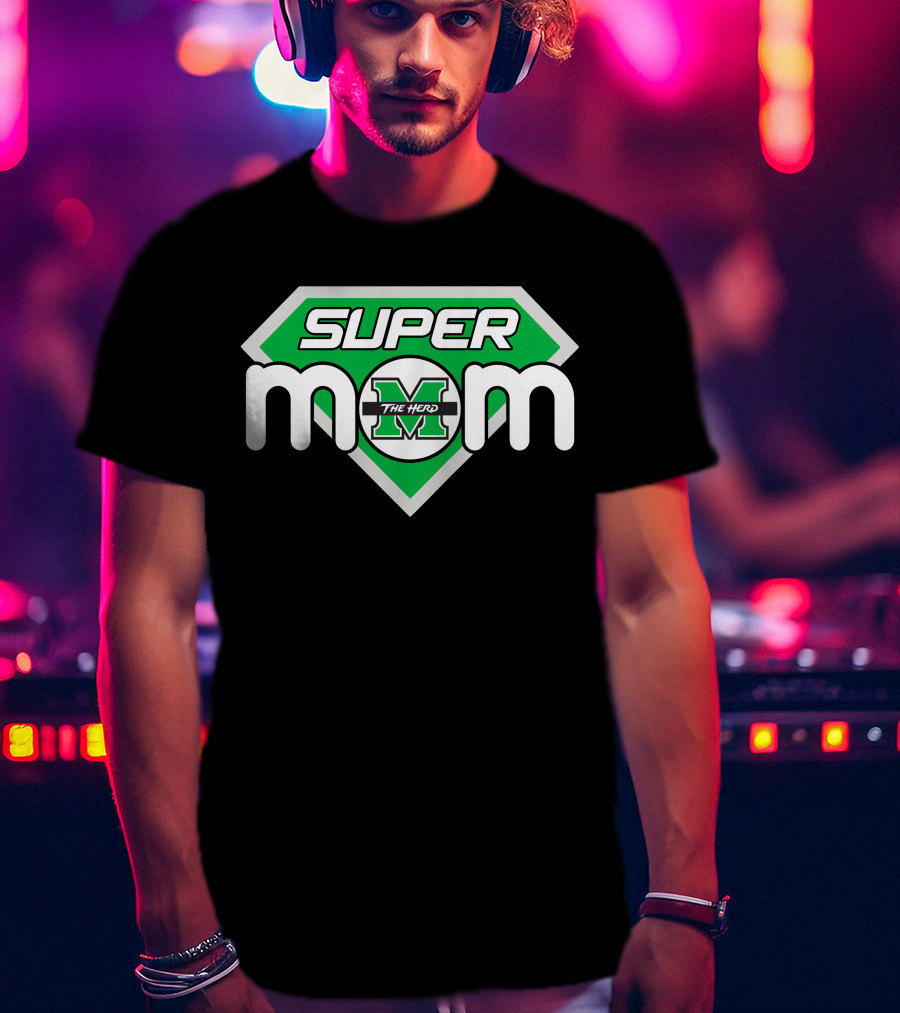 Marshall Thundering Herd Super Mom Logo With The Herd T-Shirt
