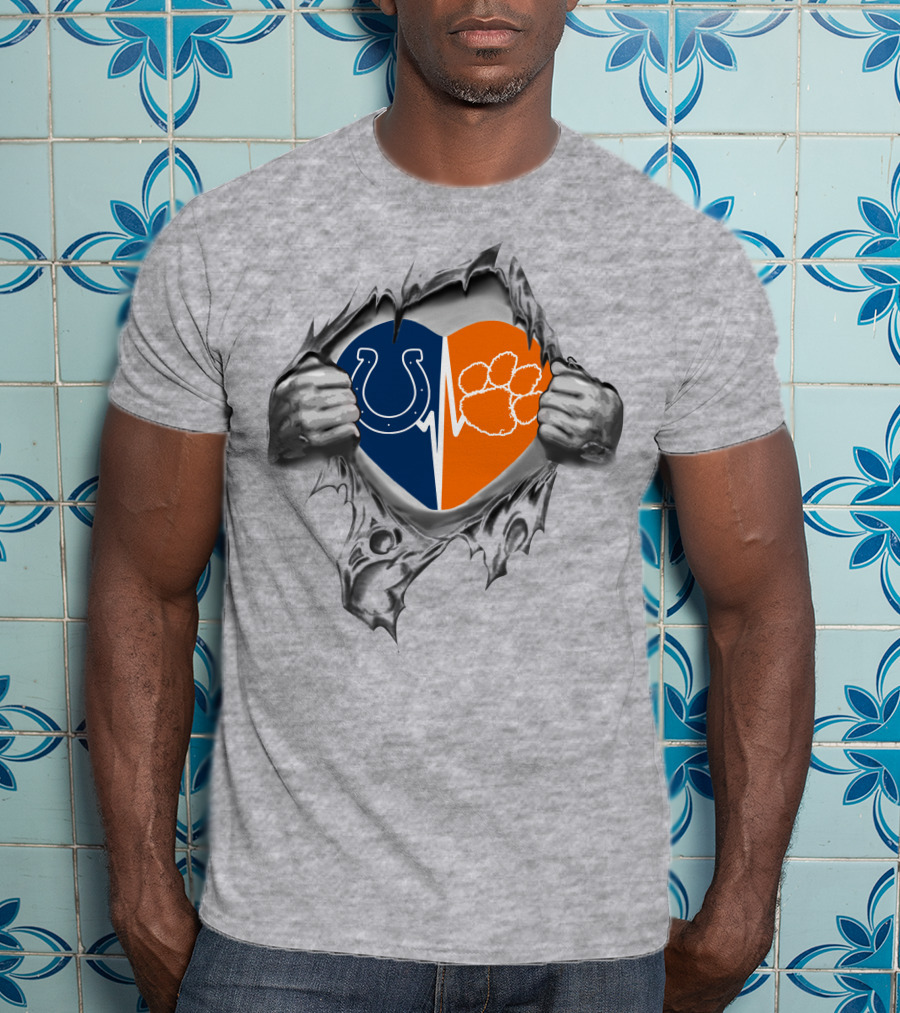 Colts Clemson Tigers Heartbeat Connection T-Shirt