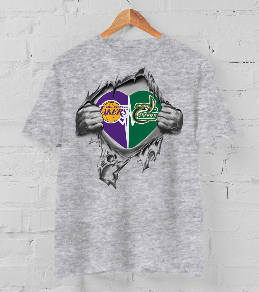 Los Angeles Lakers Charlotte 49ers Heart Inside T-Shirt