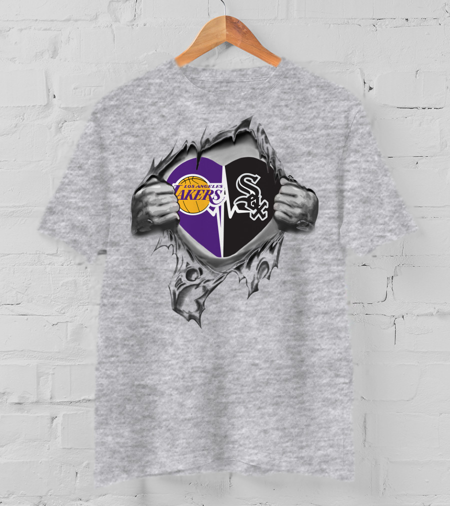 Los Angeles Lakers Chicago White Sox Heart Torn Inside T-Shirt