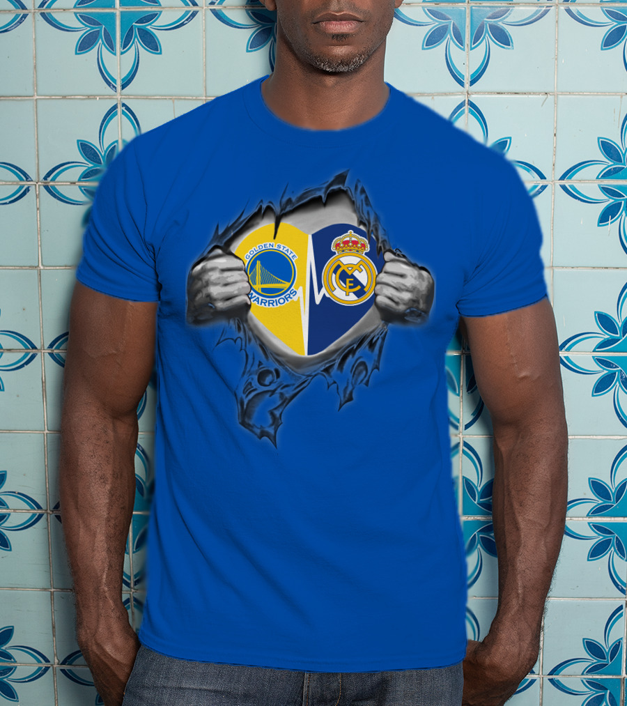 Golden State Warriors Real Madrid Dual Loyalty Emblem In My Heart T-Shirt