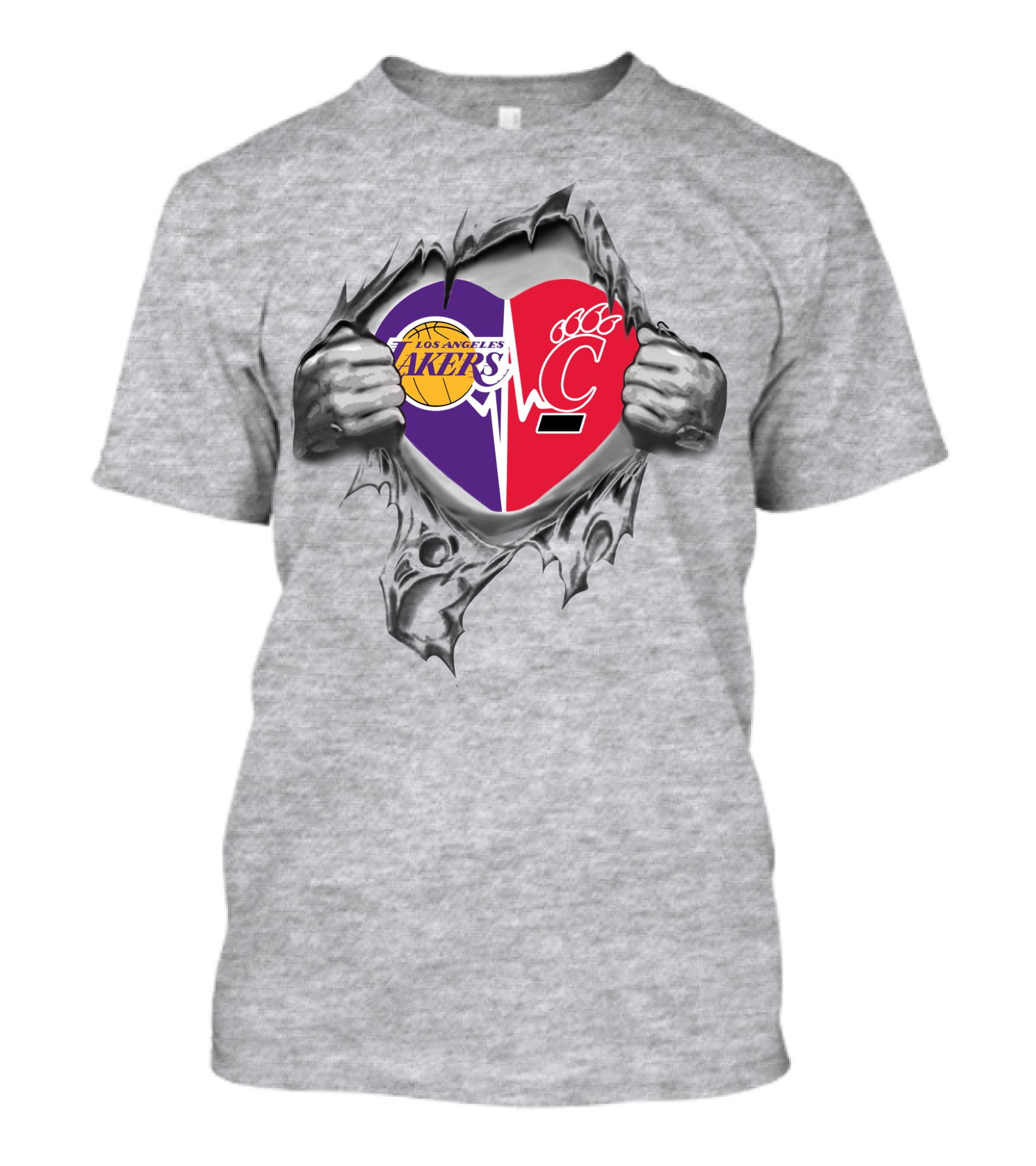 Los Angeles Lakers Cincinnati Bearcats Heart Symbol T-Shirt
