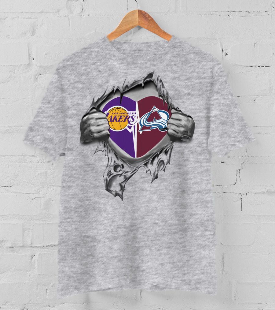 Los Angeles Lakers Colorado Avalanche Heart T-Shirt
