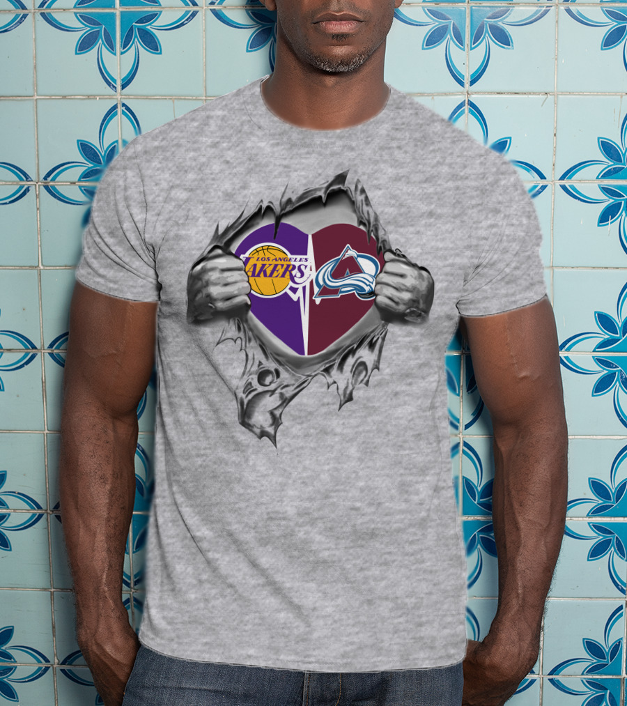 Los Angeles Lakers Colorado Avalanche Heart T-Shirt