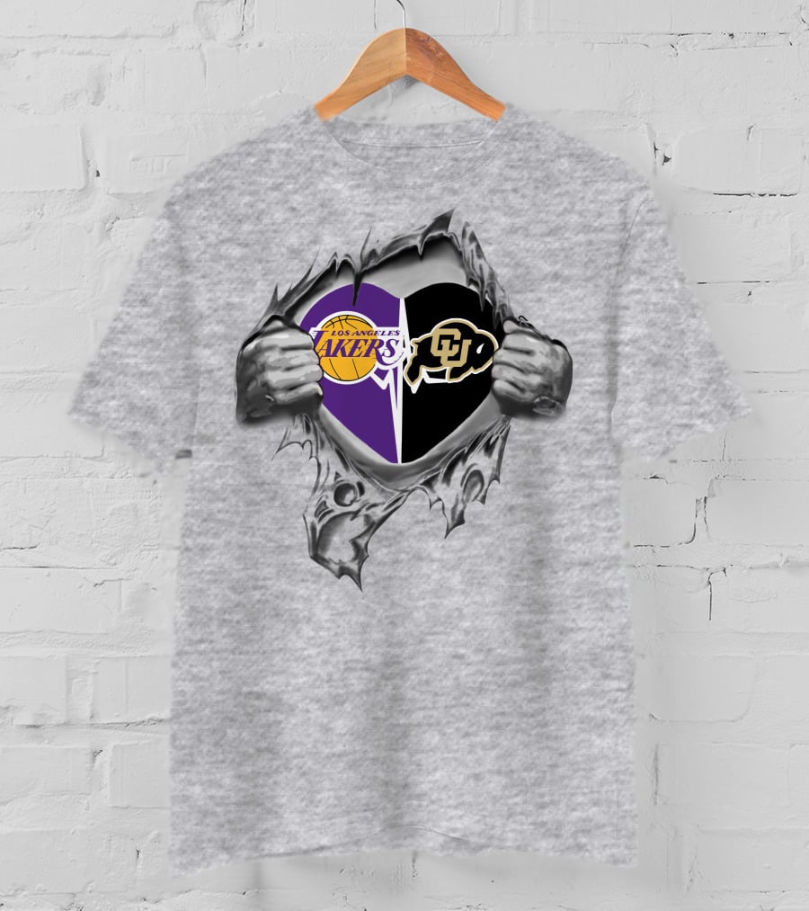 Los Angeles Lakers Colorado Buffaloes Heart T-Shirt