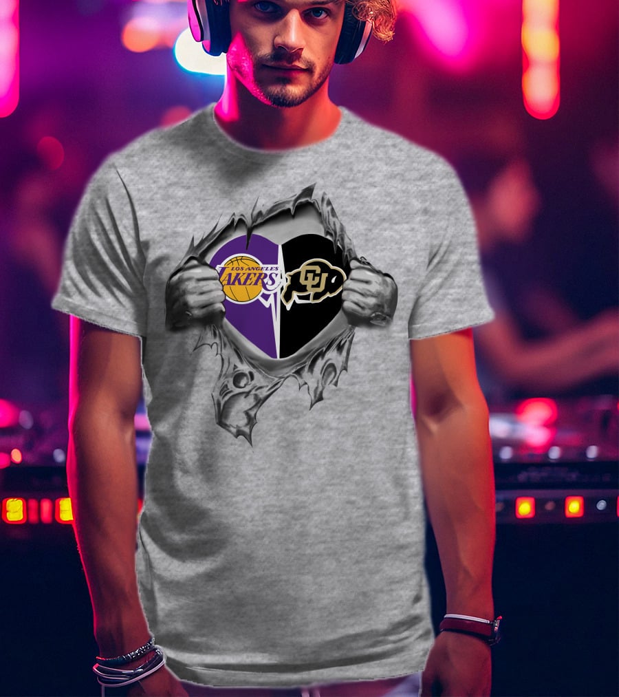 Los Angeles Lakers Colorado Buffaloes Heart T-Shirt
