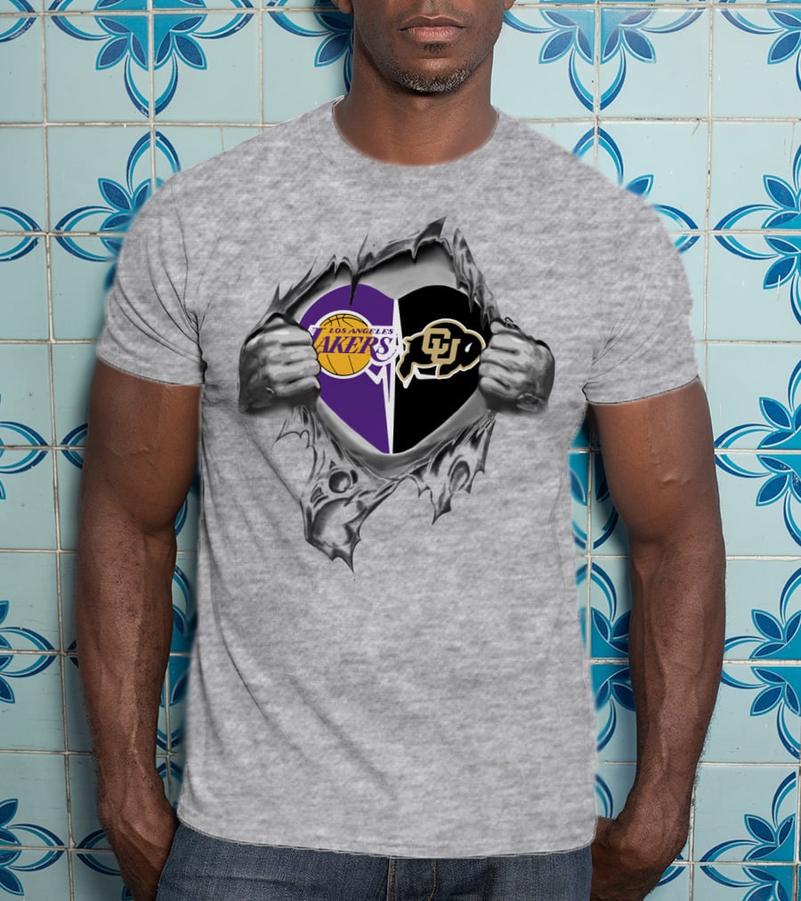Los Angeles Lakers Colorado Buffaloes Heart T-Shirt