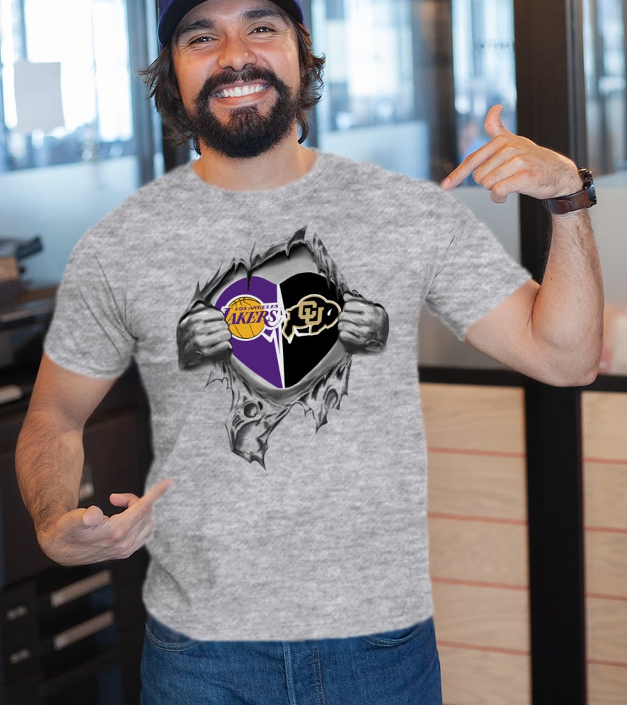 Los Angeles Lakers Colorado Buffaloes Heart T-Shirt