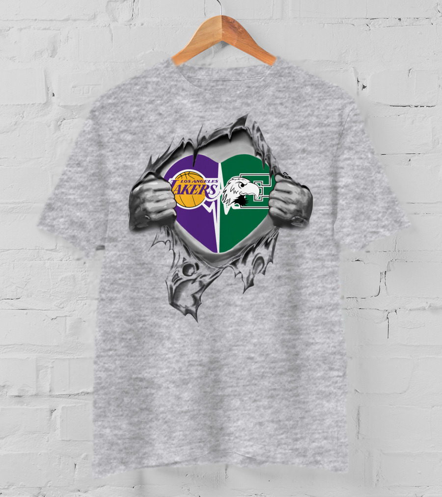 Los Angeles Lakers Eastern Michigan Eagles Heart Ripping T-Shirt