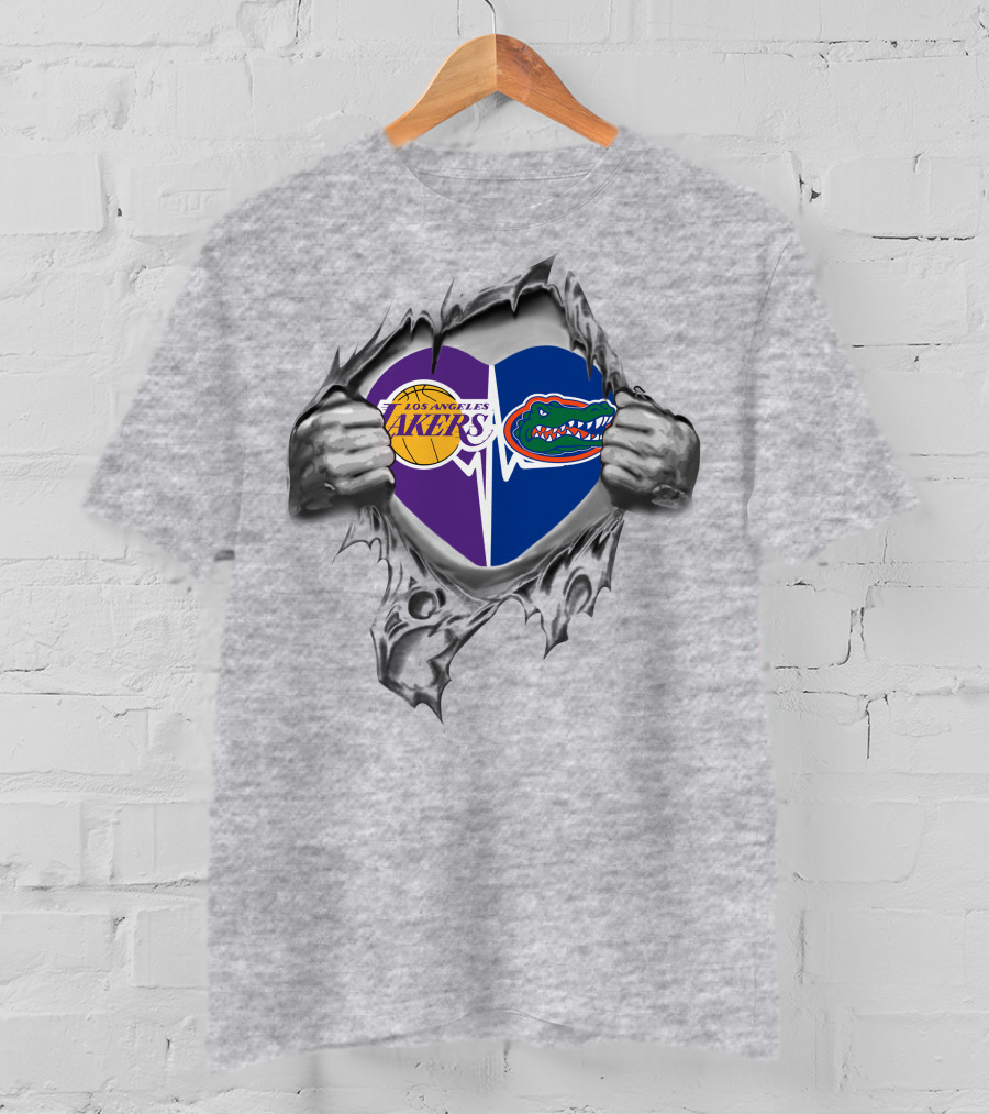 Los Angeles Lakers Florida Gators Heartbeat Passion Fusion T-Shirt