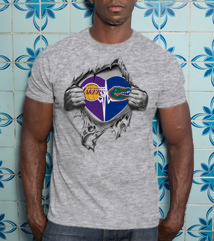 Los Angeles Lakers Florida Gators Heartbeat Passion Fusion T-Shirt