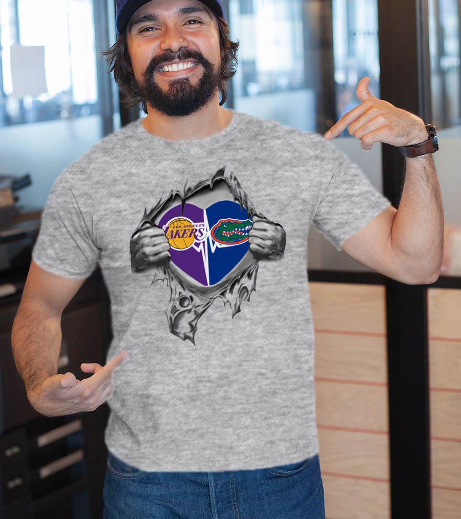 Los Angeles Lakers Florida Gators Heartbeat Passion Fusion T-Shirt