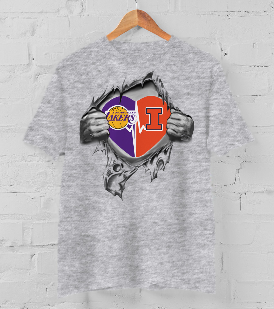 Los Angeles Lakers Illinois Fighting Illini Heartbeat Passion T-Shirt