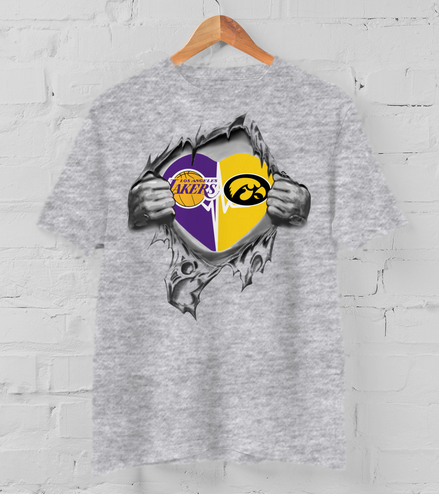Los Angeles Lakers Iowa Hawkeyes Heart In My Heart T-Shirt