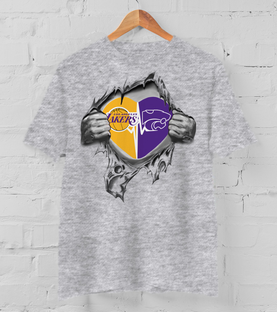 Los Angeles Lakers Kansas State Wildcats Heart T-Shirt