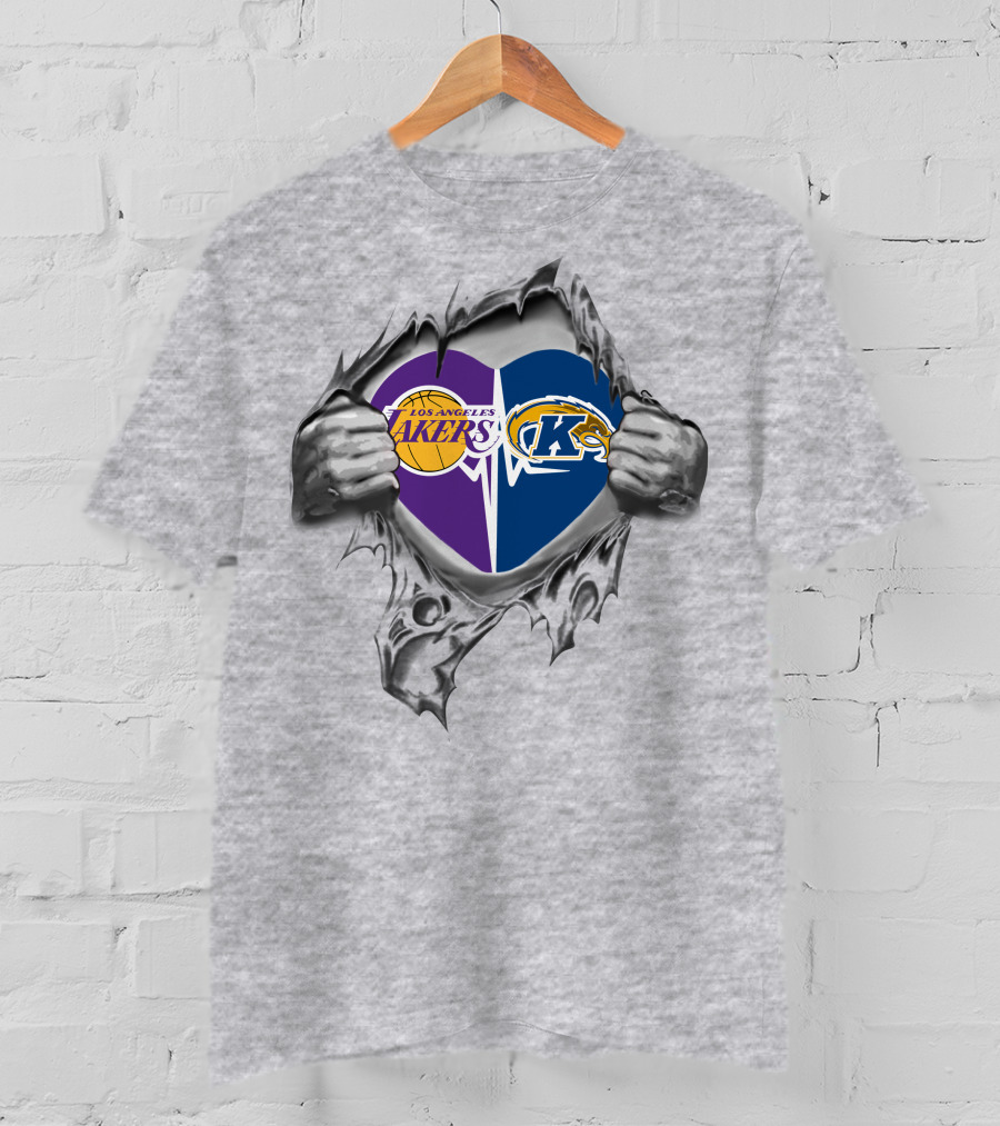 Los Angeles Lakers Kent State Golden Flashes Heart T-Shirt
