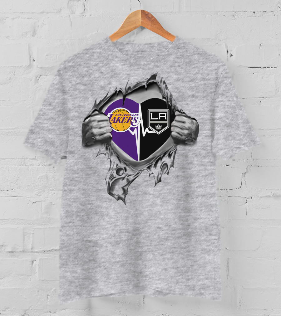 Lakers Los Angeles Kings Heart Love T-Shirt