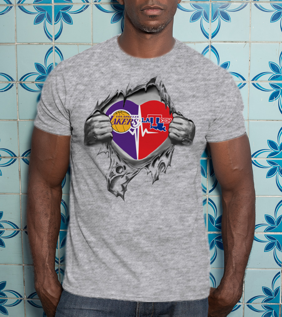 Los Angeles Lakers Louisiana Tech Bulldogs Heart Combo T-Shirt