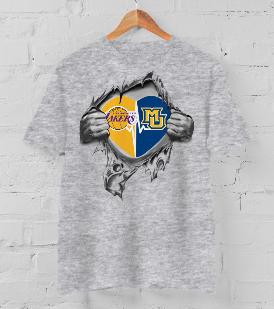 Los Angeles Lakers Marquette Golden Eagles Heart Passion Fans T-Shirt