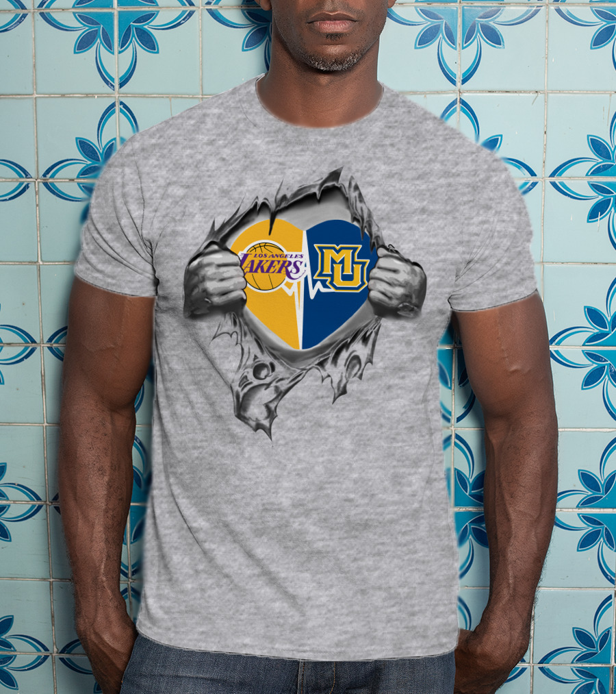 Los Angeles Lakers Marquette Golden Eagles Heart Passion Fans T-Shirt