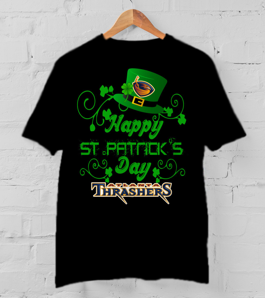 Atlanta Thrashers Happy St Patrick's Day Shamrock Hockey Hat T-Shirt