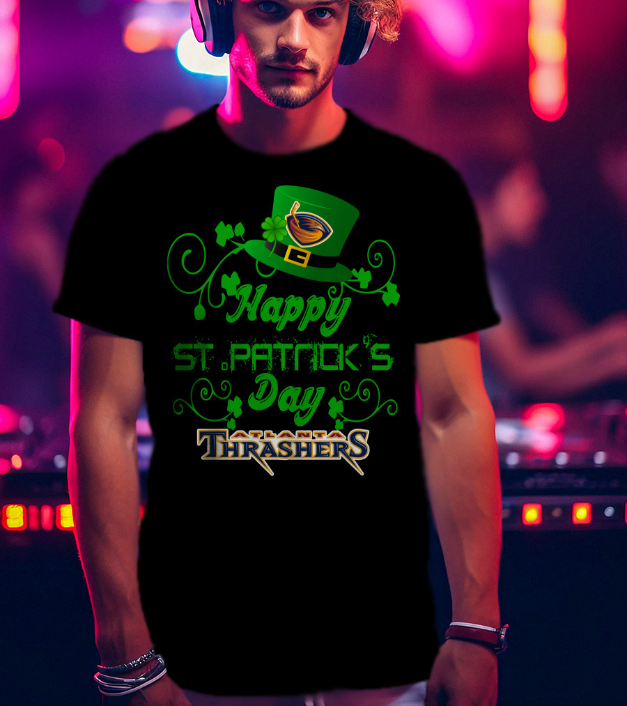 Atlanta Thrashers Happy St Patrick's Day Shamrock Hockey Hat T-Shirt