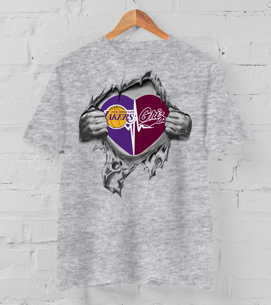 Los Angeles Lakers Montana Grizzlies Heart T-Shirt