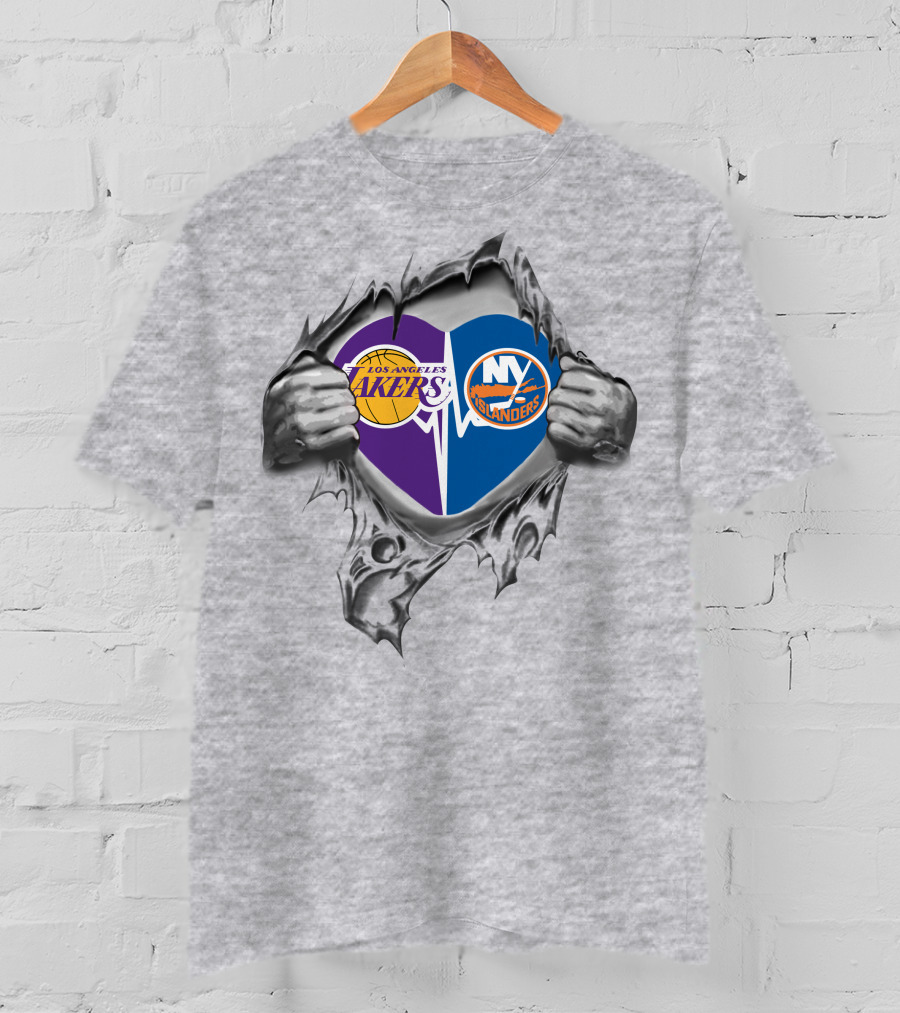 Lakers New York Islanders Heart T-Shirt