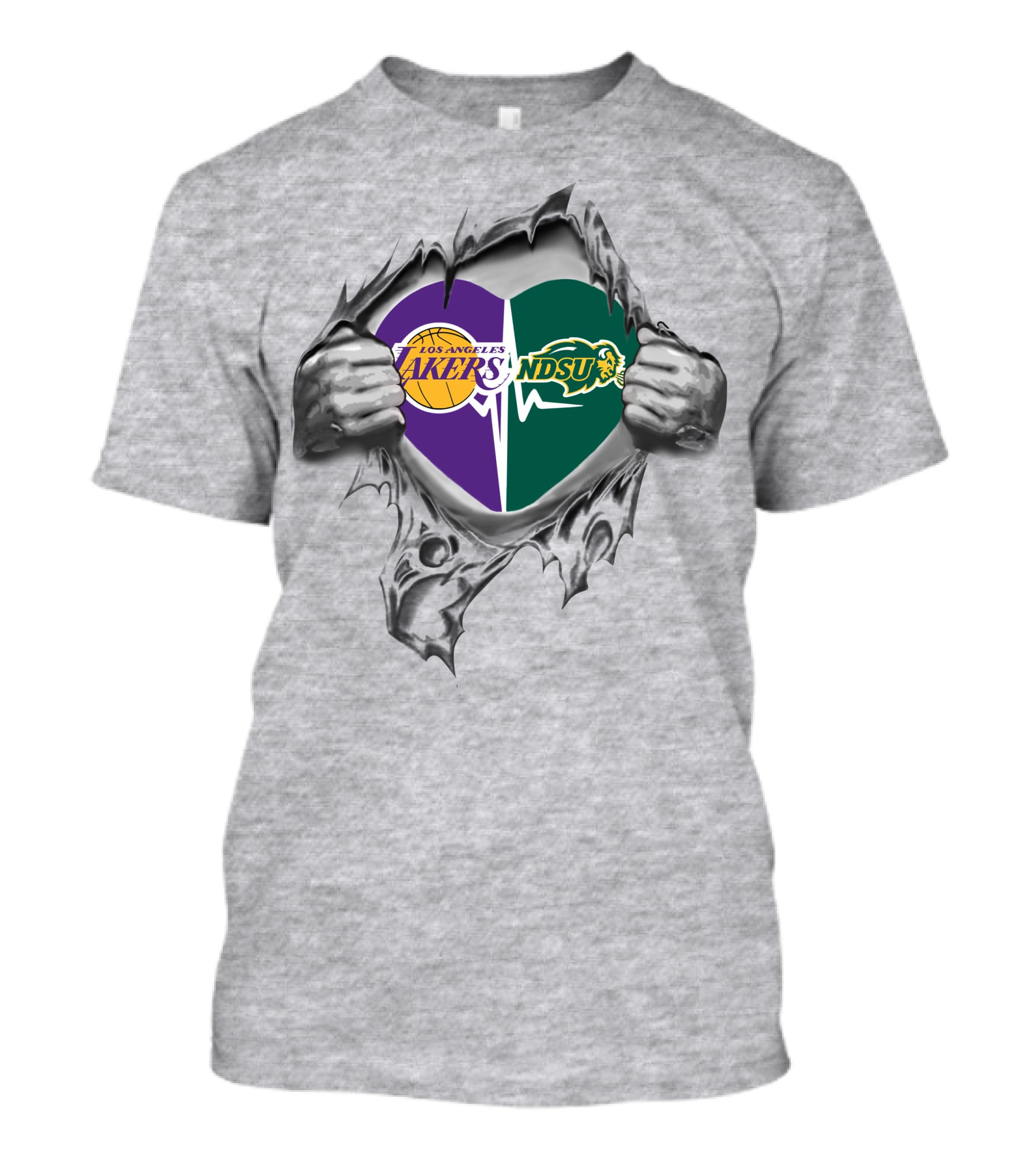 Lakers Ndsu Bison Heart Tearing T-Shirt