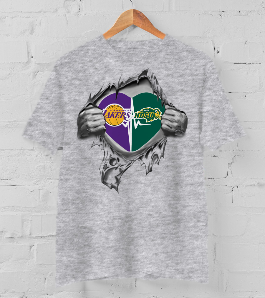 Lakers Ndsu Bison Heart Tearing T-Shirt