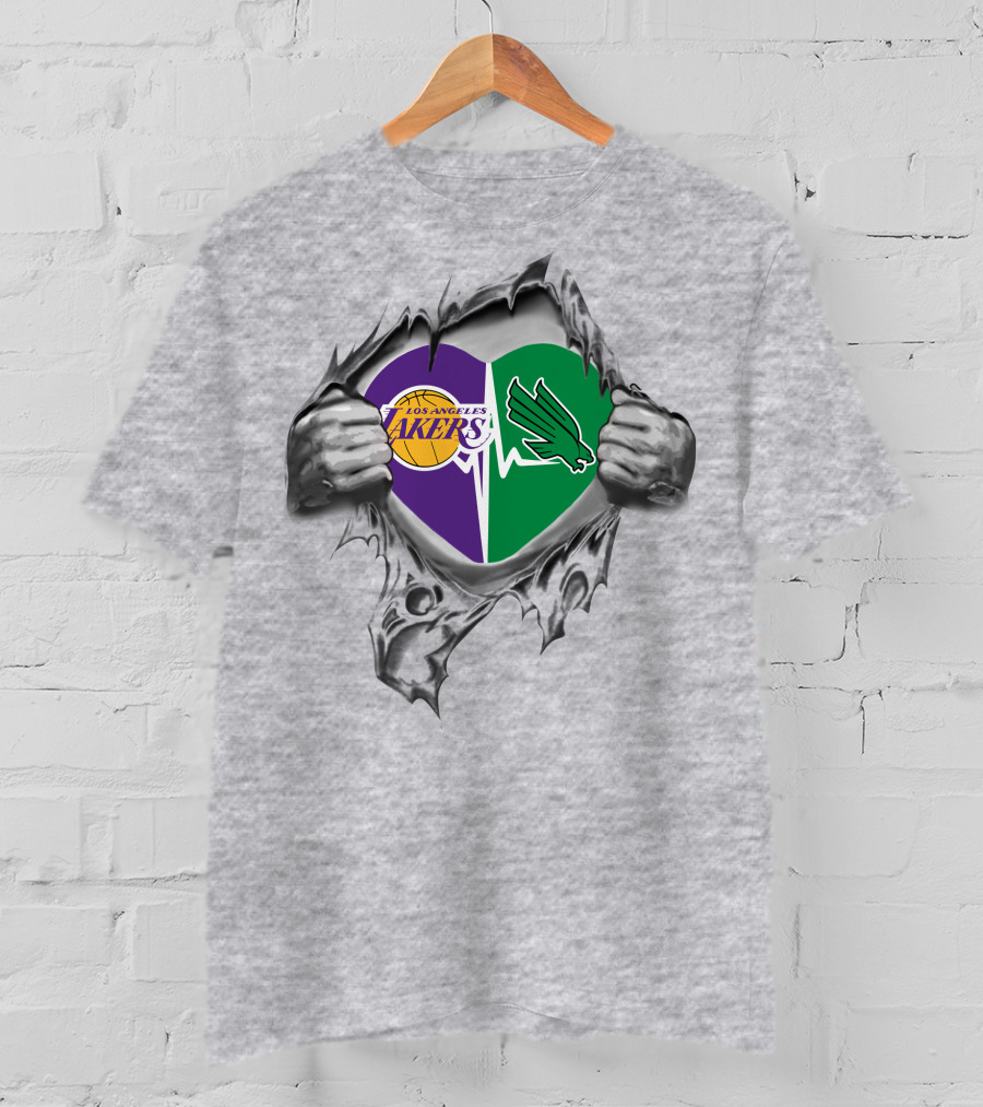 Lakers North Texas Mean Green Heart Tear T-Shirt