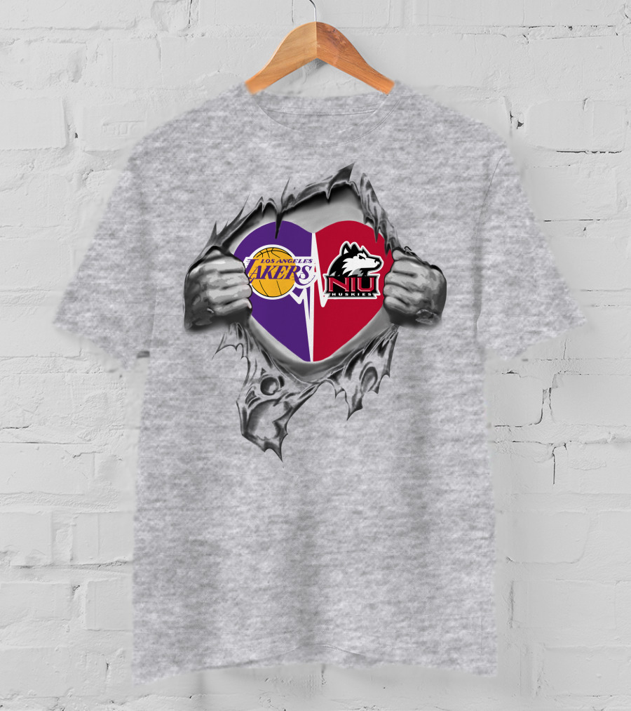 Los Angeles Lakers Northern Illinois University Huskies Heart Blend T-Shirt