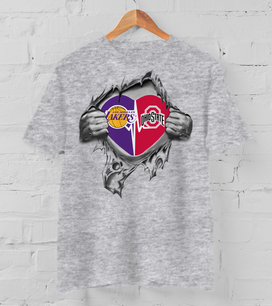 Los Angeles Lakers Ohio State Buckeyes Heart T-Shirt