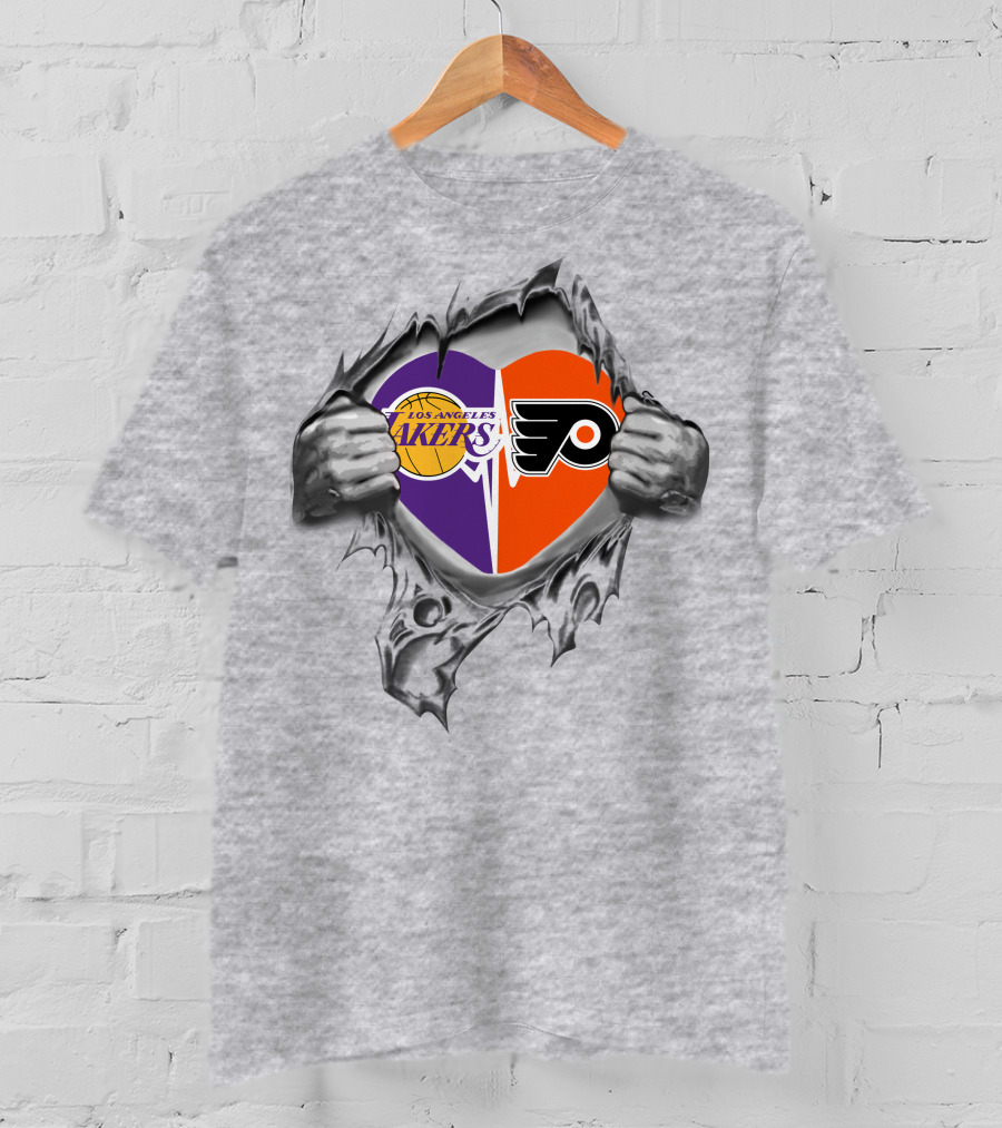Los Angeles Lakers Philadelphia Flyers Heart T-Shirt