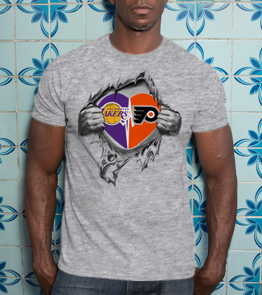 Los Angeles Lakers Philadelphia Flyers Heart T-Shirt