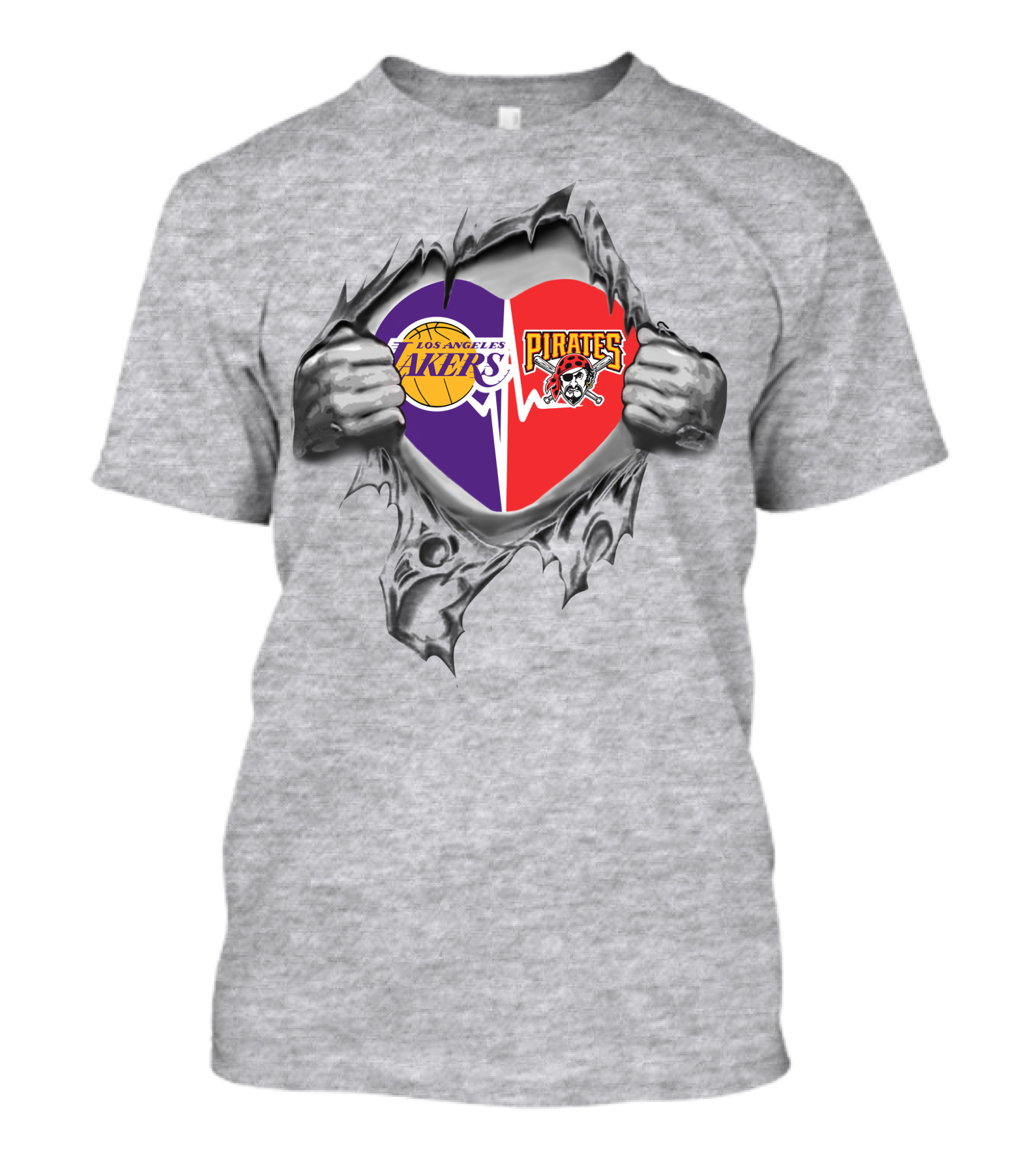 Los Angeles Lakers Pittsburgh Pirates Heart Logo Passion T-Shirt