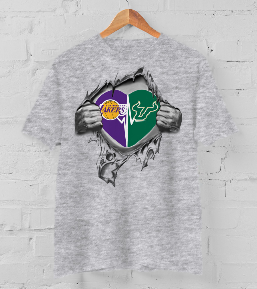 Los Angeles Lakers South Florida Bulls Heart T-Shirt