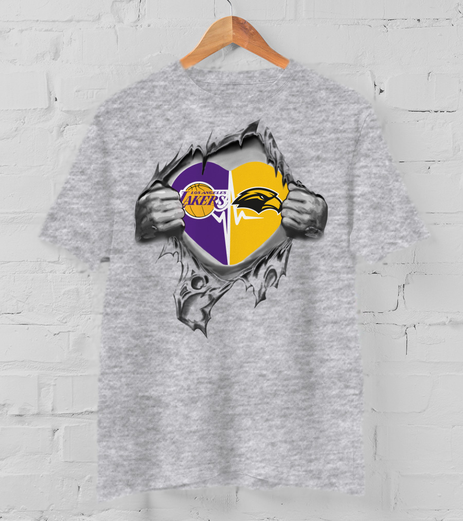 Lakers Southern Mississippi Golden Eagles Heartbeat Fusion T-Shirt