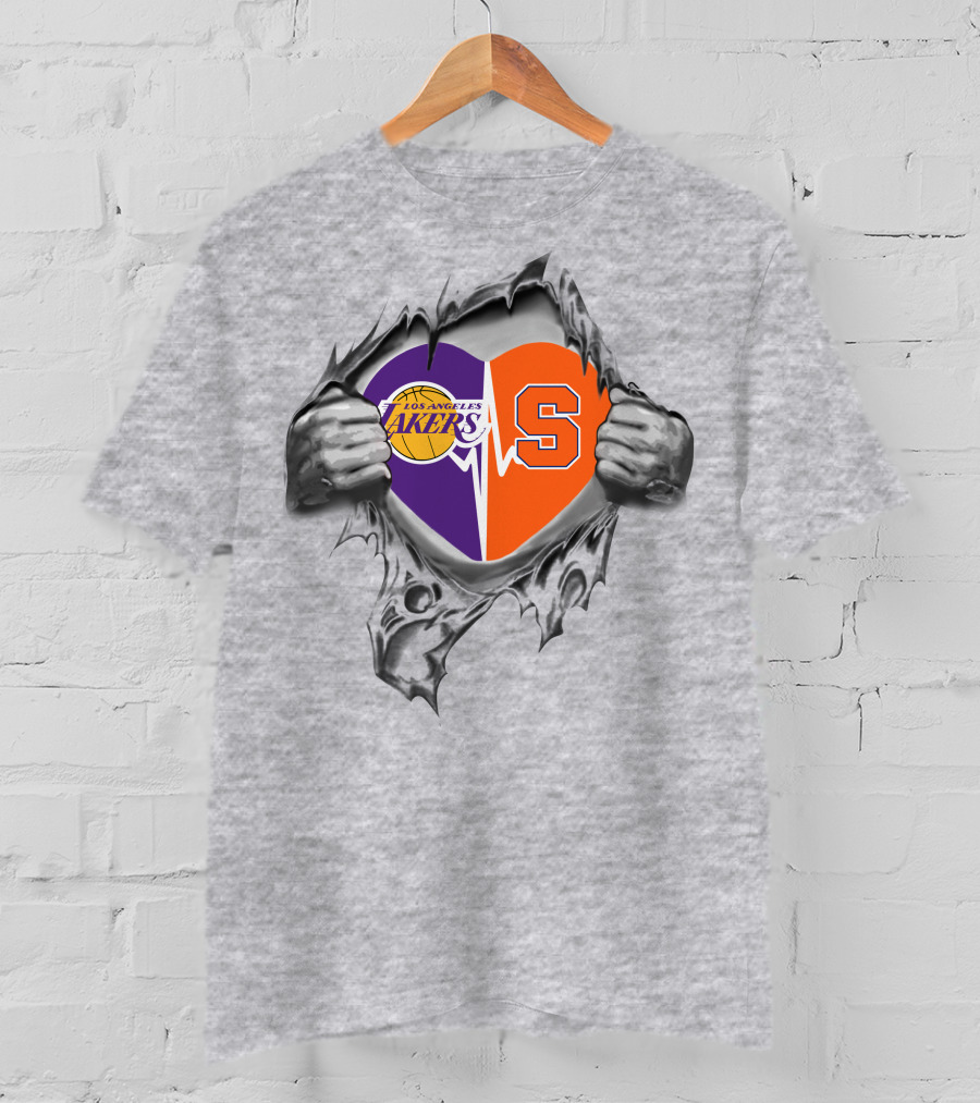 Los Angeles Lakers Syracuse Orange Heartbeat Fusion T-Shirt