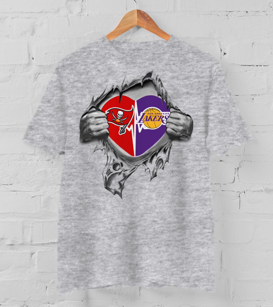 Lakers Tampa Bay Buccaneers Heartbeat Passion Fan Love T-Shirt