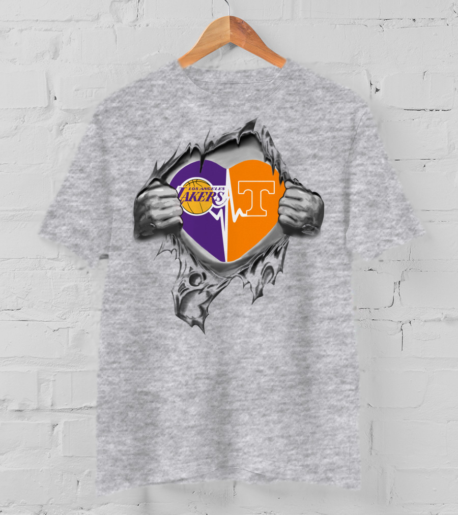 Los Angeles Lakers Tennessee Volunteers Heartbeat Loyalty T-Shirt