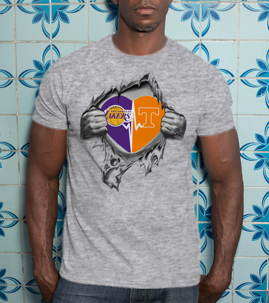 Los Angeles Lakers Tennessee Volunteers Heartbeat Loyalty T-Shirt