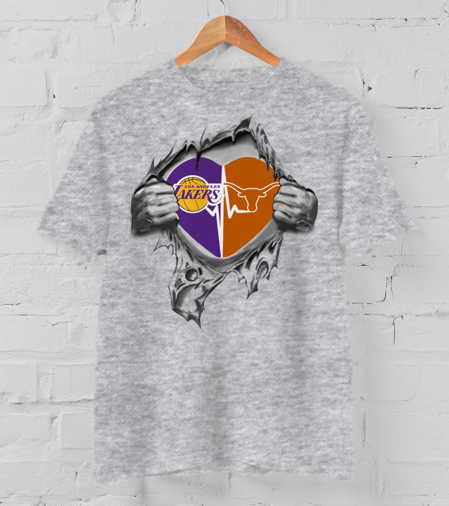 Los Angeles Lakers Texas Longhorns Heart T-Shirt