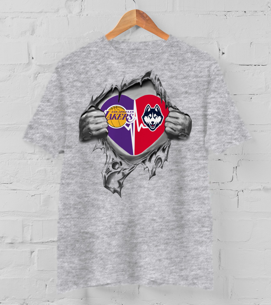 Los Angeles Lakers Uconn Huskies Heart T-Shirt