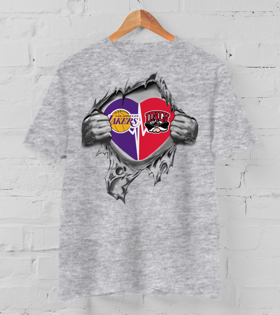 Los Angeles Lakers Unlv Rebels Heart Ripped Open T-Shirt