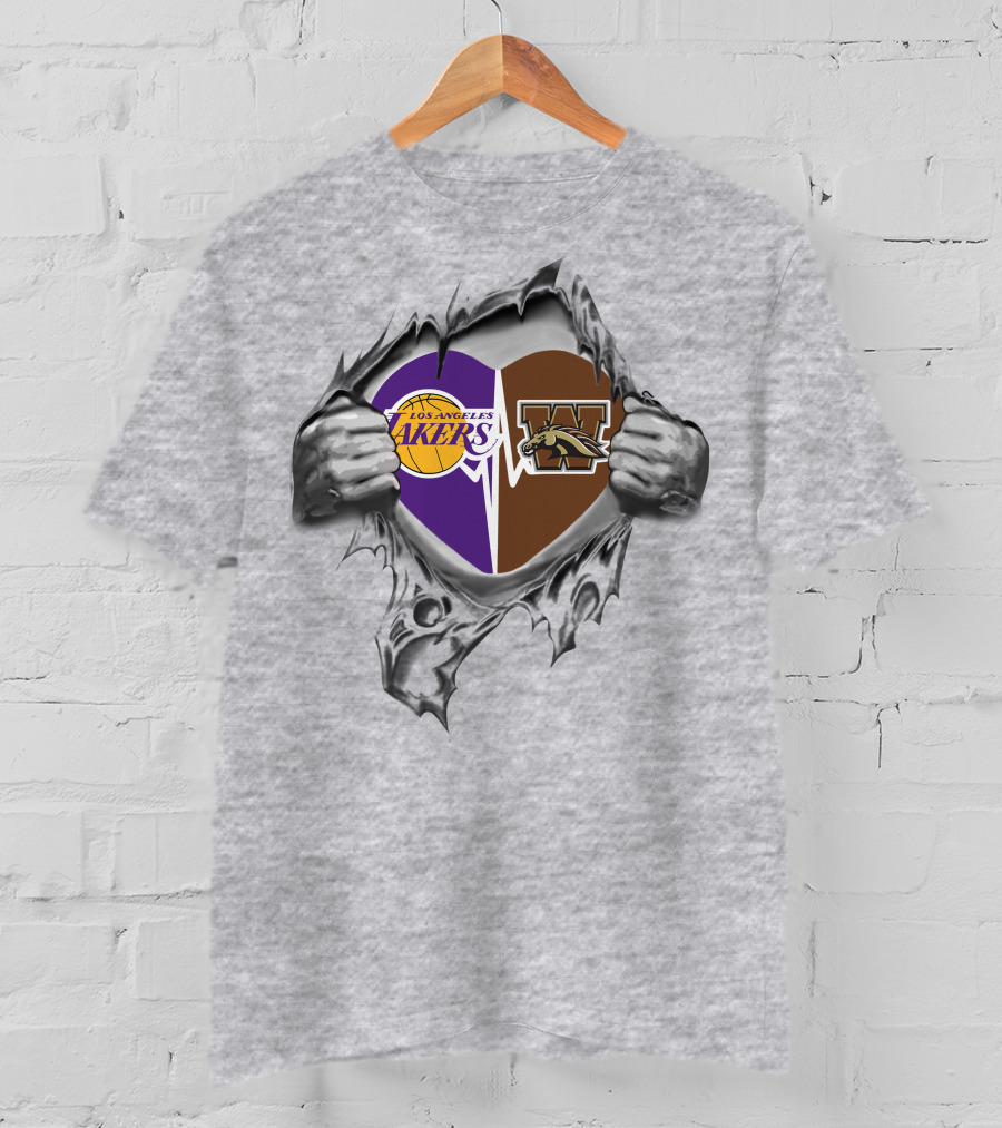 Los Angeles Lakers Western Michigan Broncos Heartfelt Passion T-Shirt