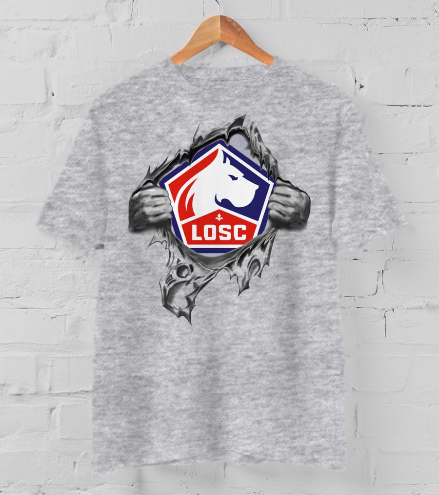 Losc Lille Super Fan 279 Iconic Emblem Ripped T-Shirt