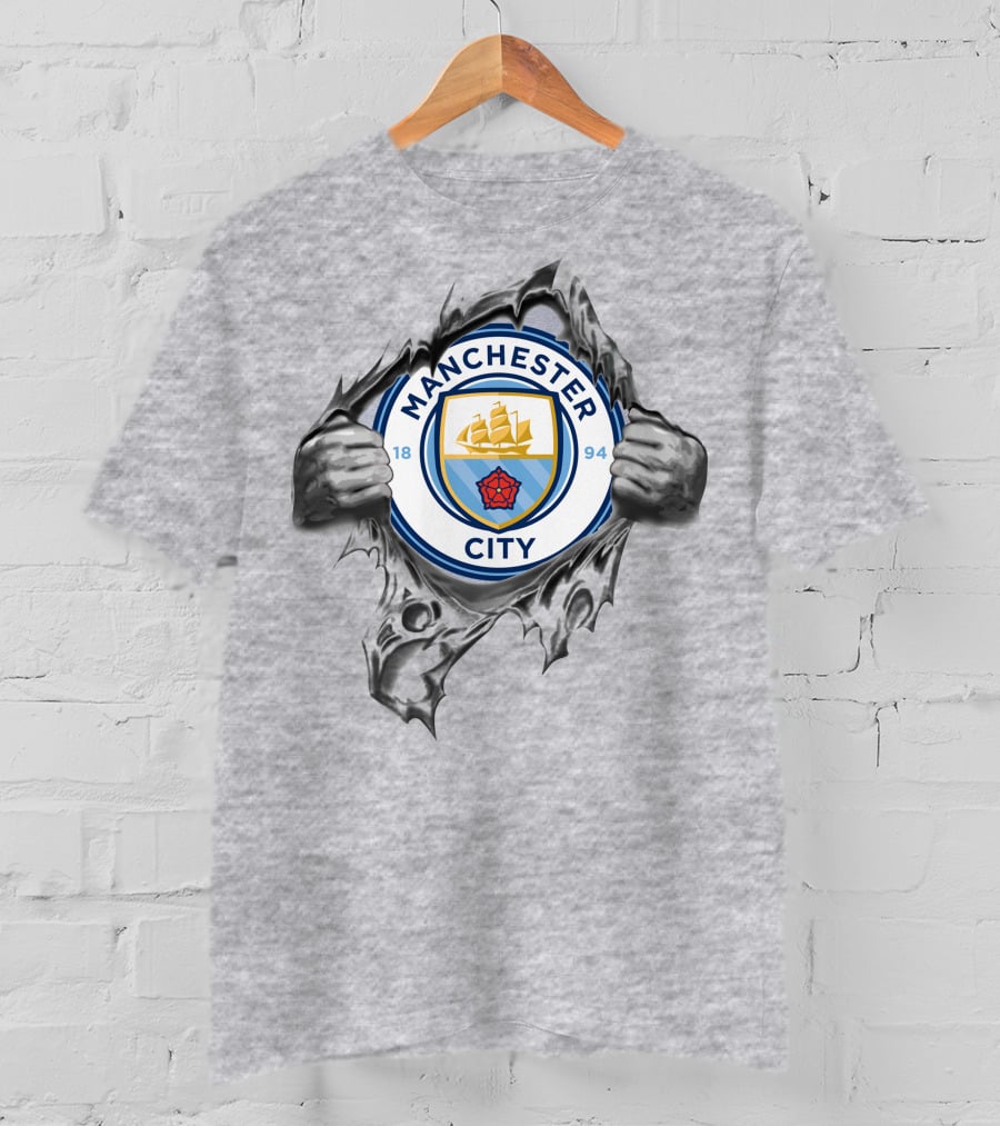 Manchester City Super Fan Crest Tear Revealed T-Shirt