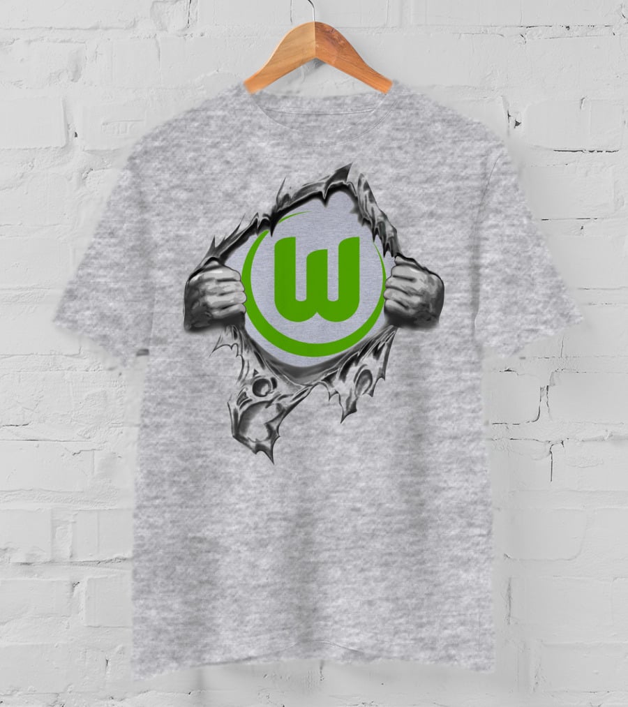 Vfl Wolfsburg Super Fan Tearing Through T-Shirt