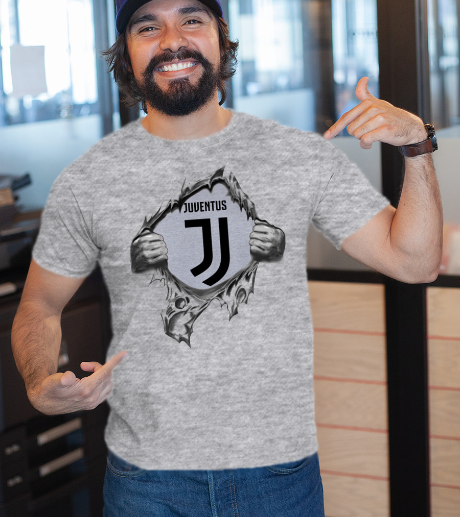 Juventus Super Fan Logo Jj Tearing Hands 295 T-Shirt